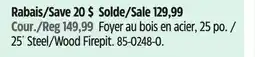 Canadian Tire For Living 25´ Steel/Wood Firepit offer