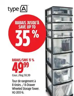 Canadian Tire 8-Drawer Wheeled Storage Tower offer