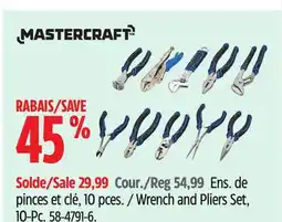 Canadian Tire MASTERCRAFT Wrench and Pliers Set, 10-Pc offer