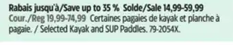Canadian Tire Outbound Selected Kayak and SUP Paddles offer