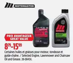 Canadian Tire MOTOMASTER Selected Engine, Lawnmower and Chainsaw Oil and Grease offer