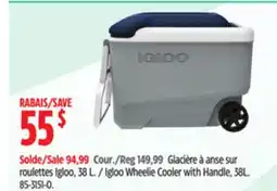 Canadian Tire Igloo Wheelie Cooler with Handle, 38L offer