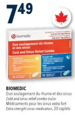Familiprix BIOMEDIC Cold and sinus relief combo or Extra strenght sinus medication, 20 caplets offer