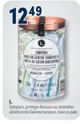 Familiprix L. Tampons, Selected tampons, liners or pads offer