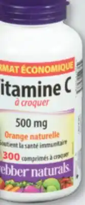 Familiprix Webber Naturals Immune Support Vitamin C Natural Orange chewable tablets 300un offer