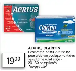 Brunet AERIUS, CLARITIN Desloratadine ou loratadine pour aider au soulagement des symptômes d'allergies offer