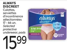 Brunet ALWAYS DISCREET Culottes, serviettes d'incontinence sélectionnées offer