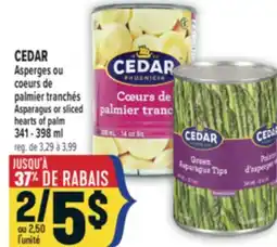 Marché Adonis CEDAR ASPERGES OU COEURS DE PALMIER TRANCHÉS | ASPARAGUS OR SLICED HEARTS OF PALM offer