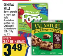 Marché Adonis GENERAL MILLS Barres granola et roulés aux fruits | Granola bars and fruit rolls offer