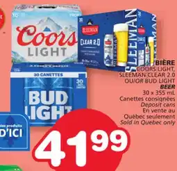 Marches Tradition COORS LIGHT, SLEEMAN CLEAR 2.0 or BUD LIGHT BEER offer