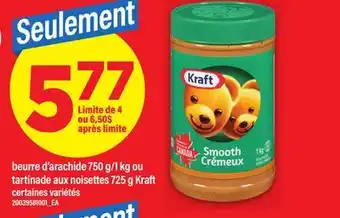Maxi BEURRE D'ARACHIDE 750 G/1 KG OU TARTINADE AUX NOISETTES 725 G KRAFT offer