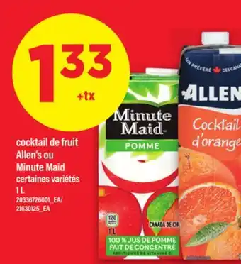 Maxi COCKTAIL DE FRUIT ALLEN'S OU MINUTE MAID, 1 L offer