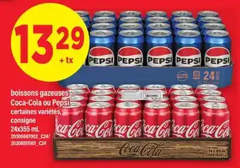 Maxi BOISSONS GAZEUSES COCA-COLA OU PEPSI, 24x355 mL offer