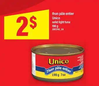 Maxi THON PÂLE ENTIER UNICO | solid light tuna, 198 g offer