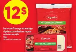 Maxi BARRES DE FROMAGE OU FROMAGE RÂPÉ MOZZARELLISSIMA SAPUTO, 1 kg offer