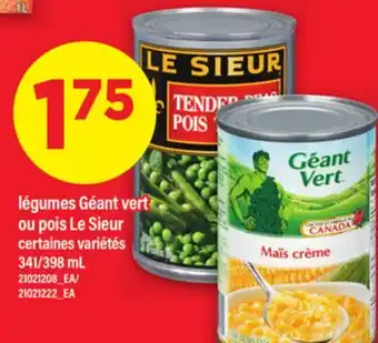 Maxi LÉGUMES GÉANT VERT OU POIS LE SIEUR, 341/398 mL offer