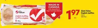 Giant Tiger Giant Value English Muffins 6pk. - 342g offer