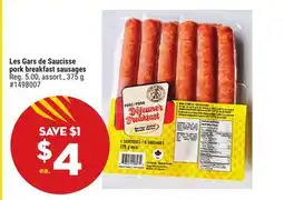 Giant Tiger Les Gars de Saucisse pork breakfast sausages offer