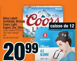 Super C bière Labatt Archibald, Molson Coors Light, Export, Dry, Ultra | beer offer