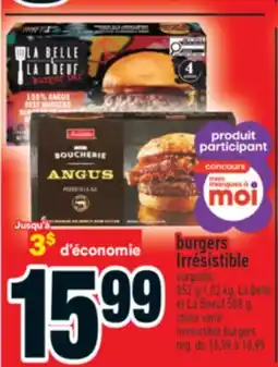 Super C burgers Irrésistible | Irrésistible burgers offer