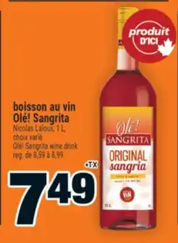 Super C boisson au vin Olé! Sangrita | Olé! Sangrita wine drink offer
