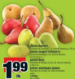 Super C pour les fruits ou poires rouges crimson ou poires Bosc ou poires asiatiques jaunes | pears offer