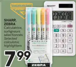 Brunet SHARP, ZEBRA Calculatrice, surligneurs sélectionnés offer