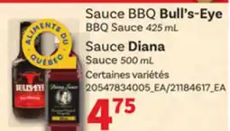 Provigo BULL'S-EYE BBQ SAUCE, 425 ml, DIANA SAUCE, 500 ML offer