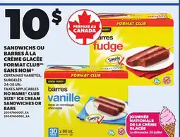 Provigo NO NAME CLUB SIZE ICE CREAM SANDWICHES OR BARS, 24-30 UN offer