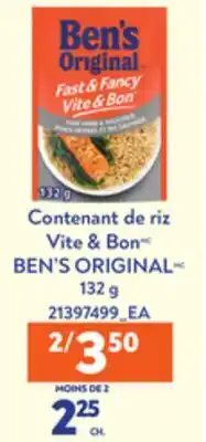 Provigo CONTENANT DE RIZ VITE & BONMC, 132 G BEN'S ORIGINALMC offer