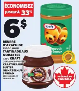 Provigo KRAFT PEANUT BUTTER, 750G/1KG OR HAZELNUT SPREAD, 725 G offer