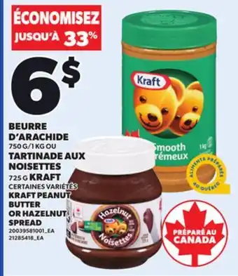 Provigo KRAFT PEANUT BUTTER, 750G/1KG OR HAZELNUT SPREAD, 725 G offer