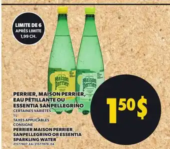 Provigo PERRIER, MAISON PERRIER, SANPELLEGRINO OR ESSENTIA SPARKLING WATER, 1 L offer