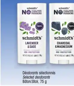 Uniprix Schmidts Déodorants sélectionnés/ Selected deodorants offer