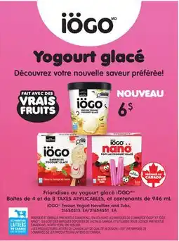 Provigo IÖGO FROZEN YOGURT NOVELTIES AND TUBS offer