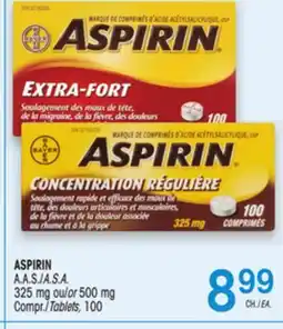 Uniprix ASPIRIN A.A.S./A.S.A. 325 mg ou/or 500 mg Compr./Tablets, 100 offer