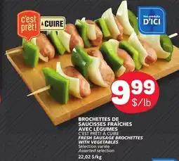 Marché Bonichoix C'EST PRÊT! À CUIRE FRESH SAUSAGE BROCHETTES WITH VEGETABLES offer