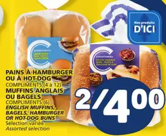 Marché Bonichoix COMPLIMENTS (4 to 12) or COMPLIMENTS (6) ENGLISH MUFFINS, BAGELS, HAMBURGER OR HOT-DOG BUNS offer