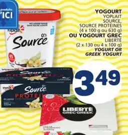 Marché Bonichoix YOPLAIT SOURCE (4 x 100 g or 630 g) or LIBERTÉ (2 x 130 or 4 x 100 g) YOGURT OR GREEK YOGURT offer