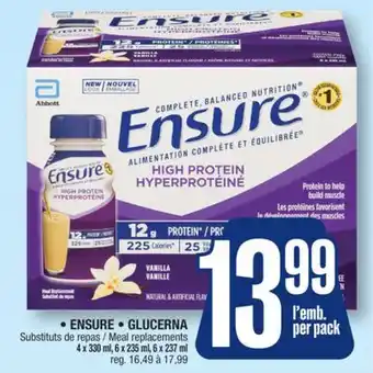 Jean Coutu ENSURE, GLUCERNA Meal replacements offer