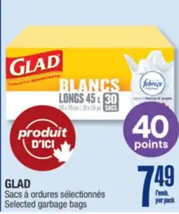Jean Coutu GLAD Selected garbage bags offer