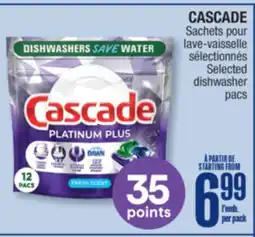 Jean Coutu CASCADE Selected dishwasher pacs offer