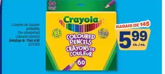 Jean Coutu CRAYOLA Pre-sharpened coloured pencils offer