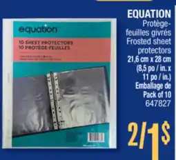 Jean Coutu EQUATION Frosted sheet protectors offer