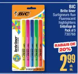 Jean Coutu FIRSTLINE PVC PVC binders 1, 5 po/in. BIC Brite liner Surligneurs fluo Fluorescent offer