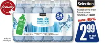 Jean Coutu SELECTION Natural spring water offer