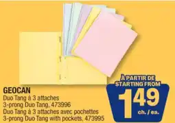 Jean Coutu GEOCAN 3-prong Duo Tang,3-prong Duo Tang with pockets offer