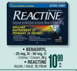 Jean Coutu BENADRYL, REACTINE offer