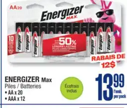 Jean Coutu ENERGIZER Max Batteries • AA x 20 • AAA x 12 offer