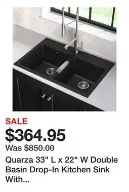 Wayfair Quarza 33 L x 22 W Double Basin Drop-In Kitchen Sink With Accessories offer